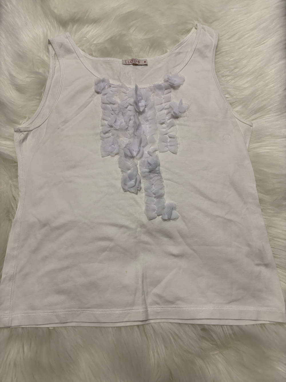 L.E.O.D.S. White Floral Appliqué Tank Top